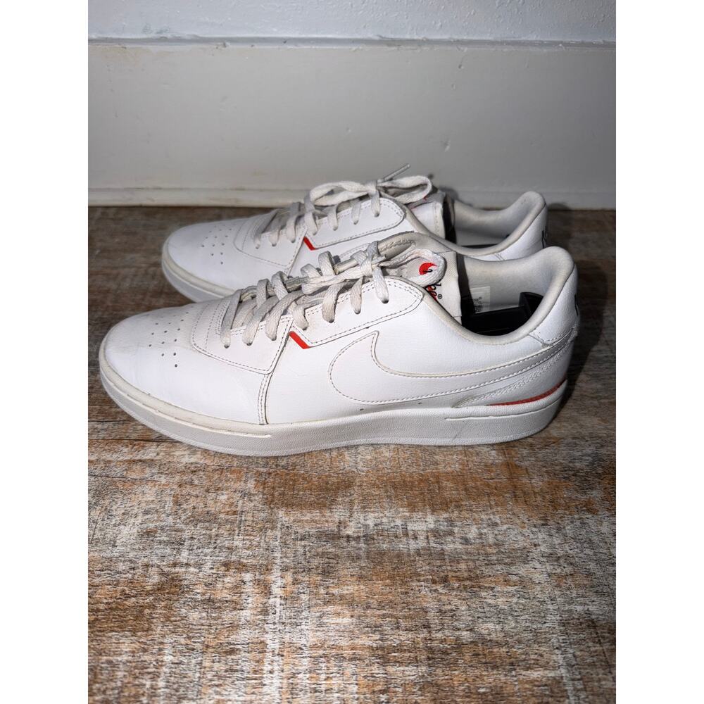 Nike Court Blanc White Orange Leather Women’s Sneakers Shoes C10808-100 Size 10